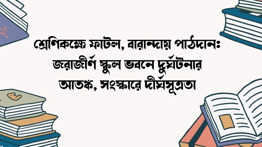 শ্রেণিকক্ষে ফাটল, বারান্দায় পাঠদান